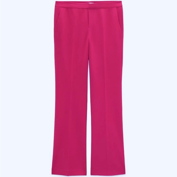 Zara Set - Fuchsia Straight Cut Pocket Blazer & The Low Rise Flare Pants - Picture 14 of 17